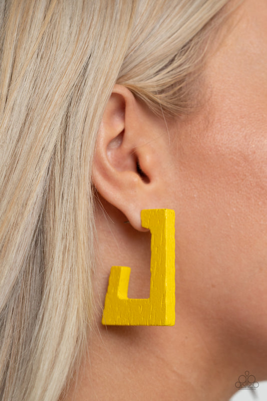 The Girl Next OUTDOOR - yellow - Paparazzi earrings