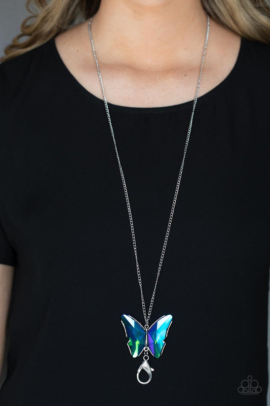 The ​Social Butterfly Effect - blue - Paparazzi LANYARD necklace