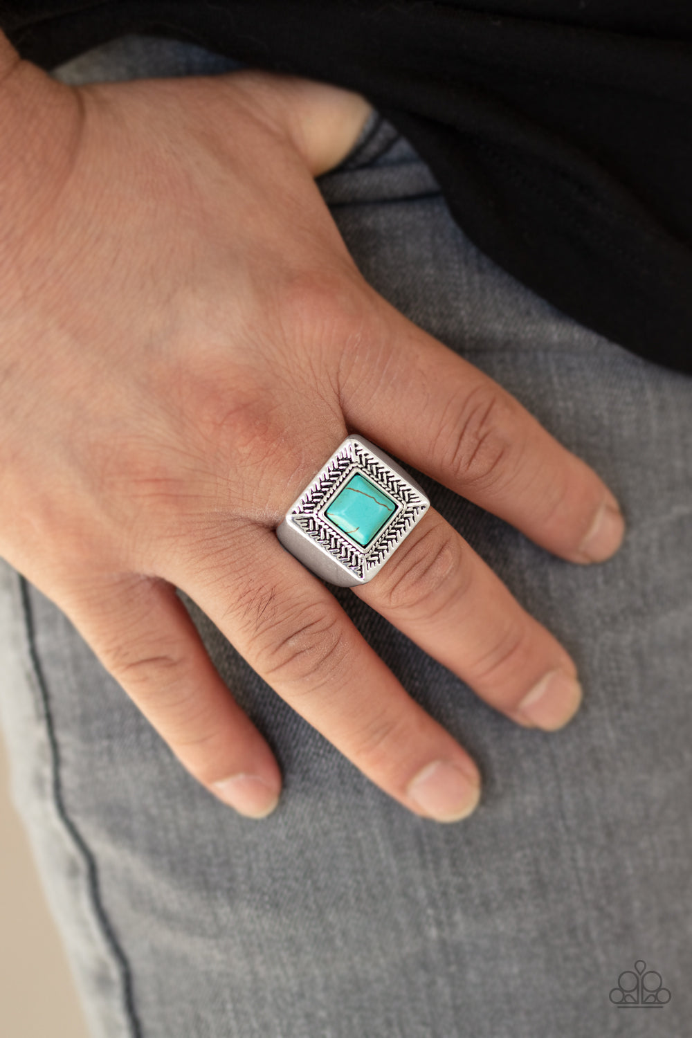 The Wrangler - blue - Paparazzi MENS ring