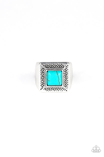 The Wrangler - blue - Paparazzi MENS ring