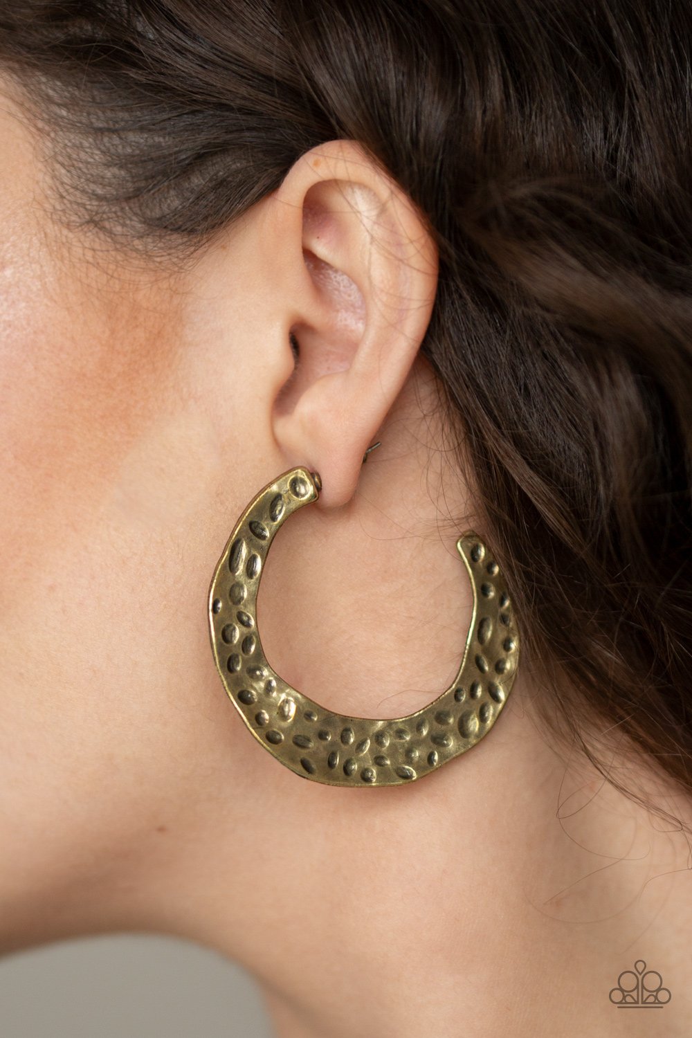The Hoop Up-brass-Paparazzi earrings