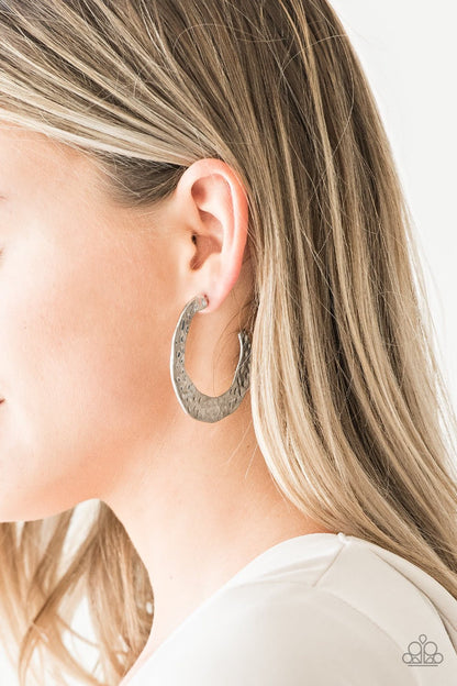 The Hoop Up-silver-Paparazzi earrings