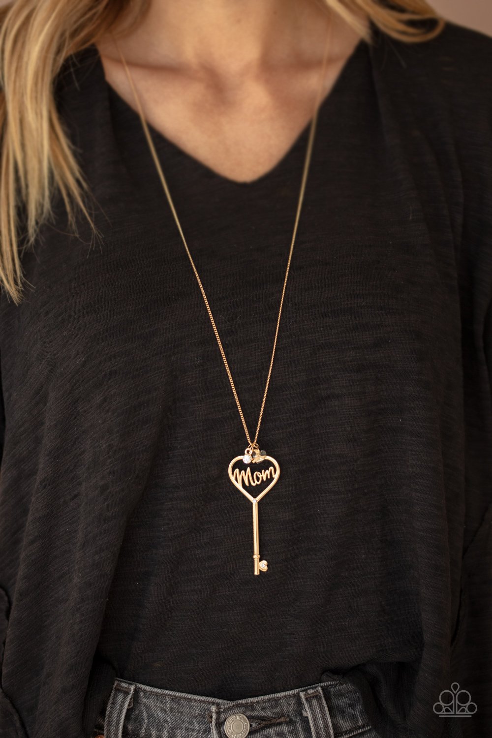 The Key to Moms Heart-gold-Paparazzi necklace