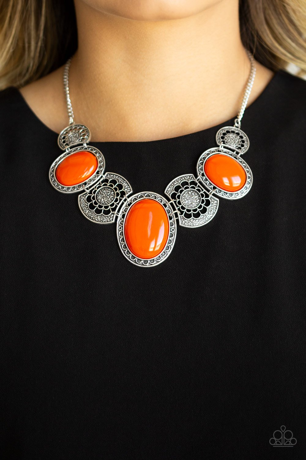 The MEDALLION-aire-orange-Paparazzi necklace