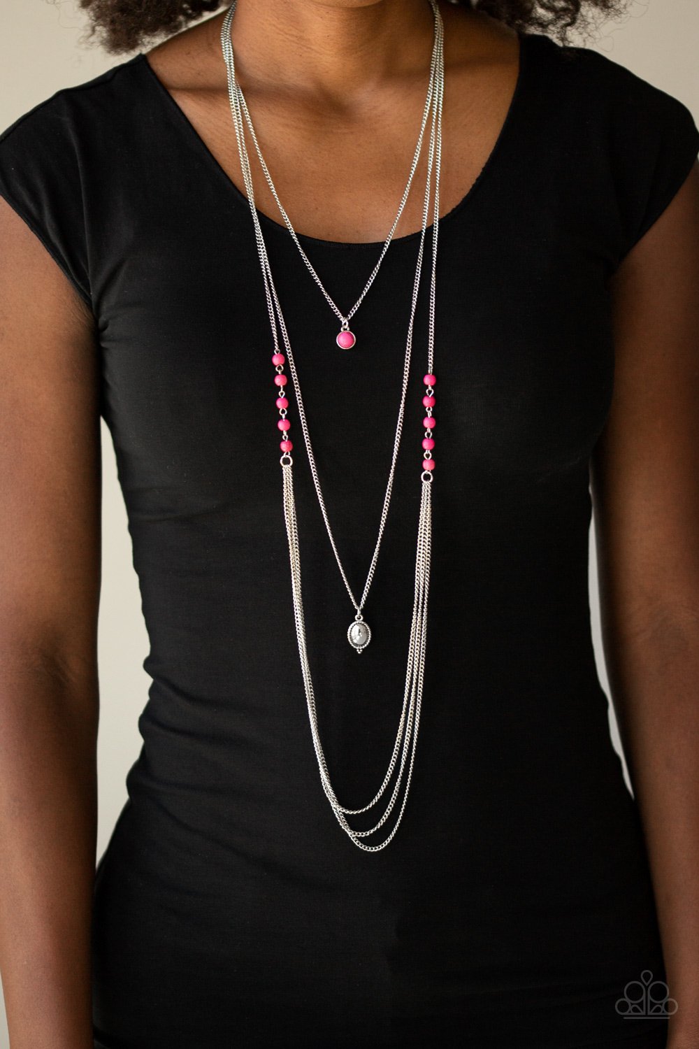 The Pony Express-pink-Paparazzi necklace