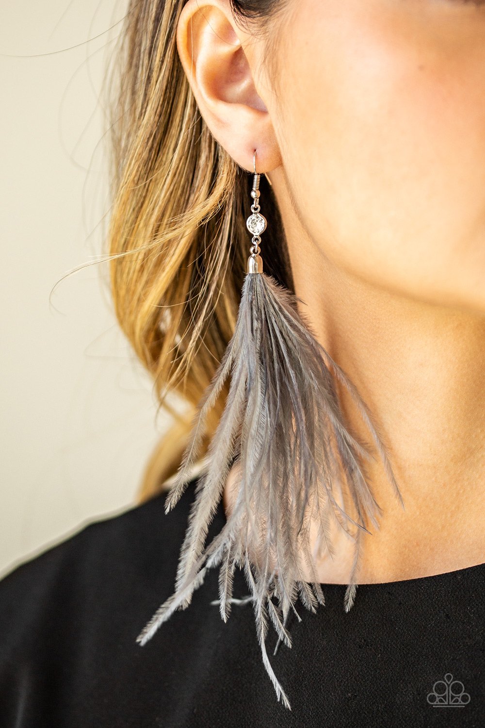The Showgirl Next Door-silver-Paparazzi earrings