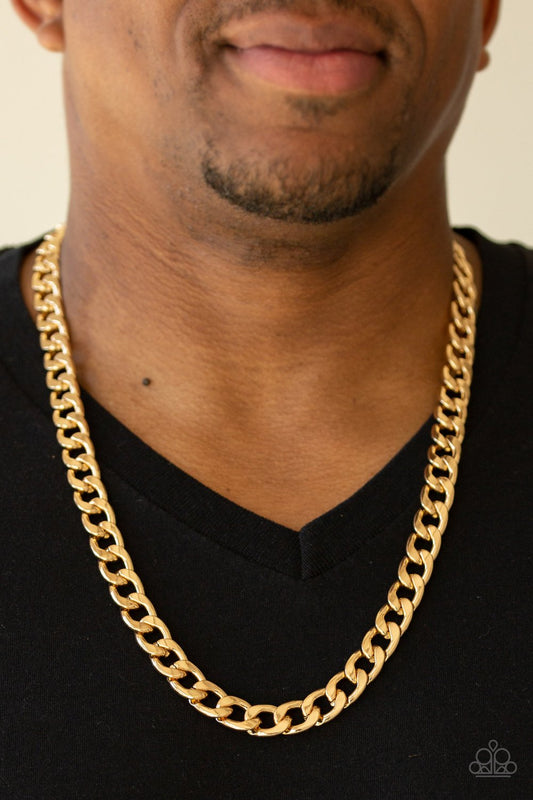 The Underdog-gold-Paparazzi mens necklace
