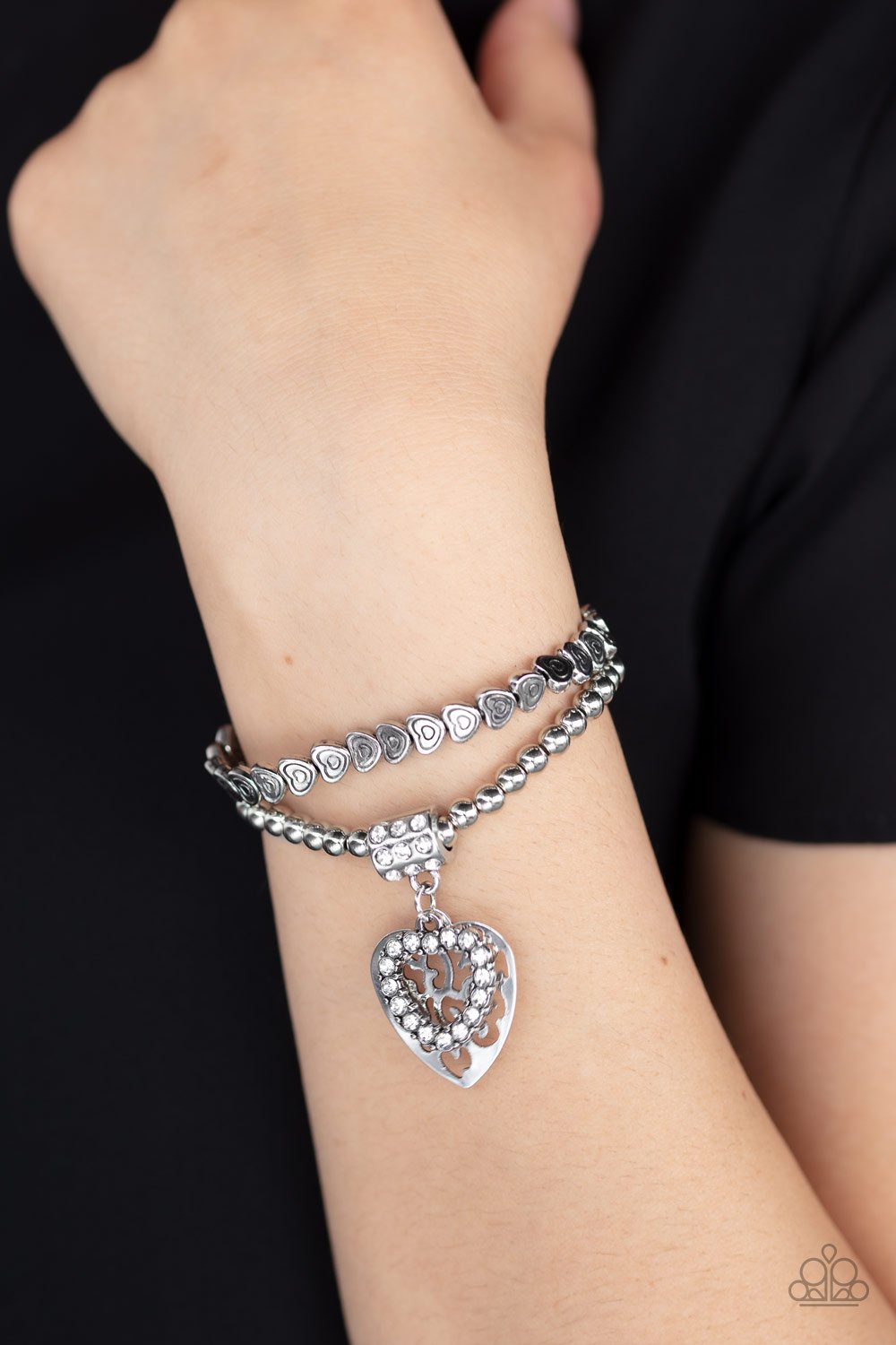 Think With Your Heart-white-Paparazzi bracelet