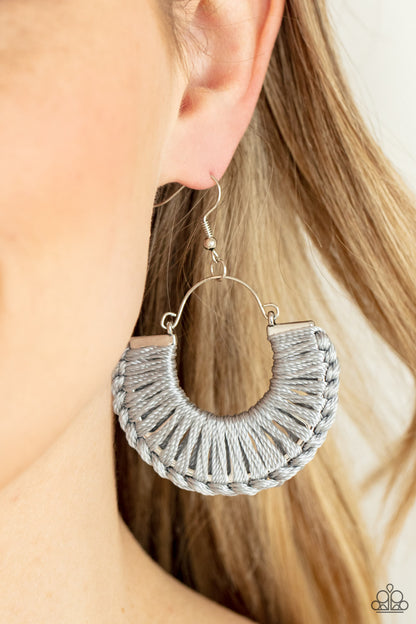 Threadbare Beauty - silver - Paparazzi earrings