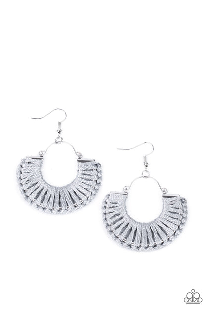 Threadbare Beauty - silver - Paparazzi earrings