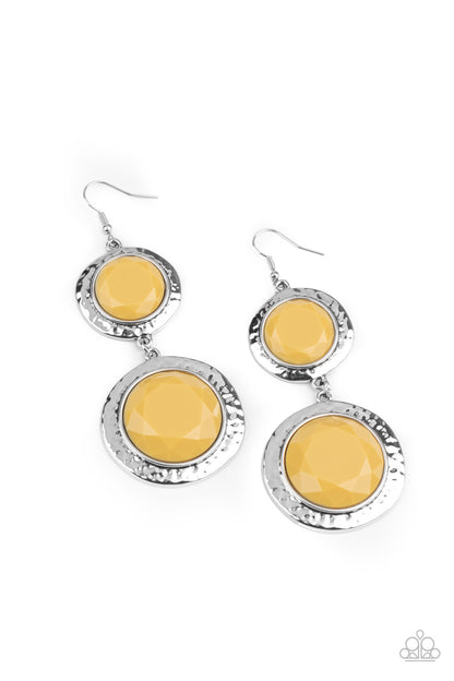 Thrift Shop Stop - yellow - Paparazzi earrings