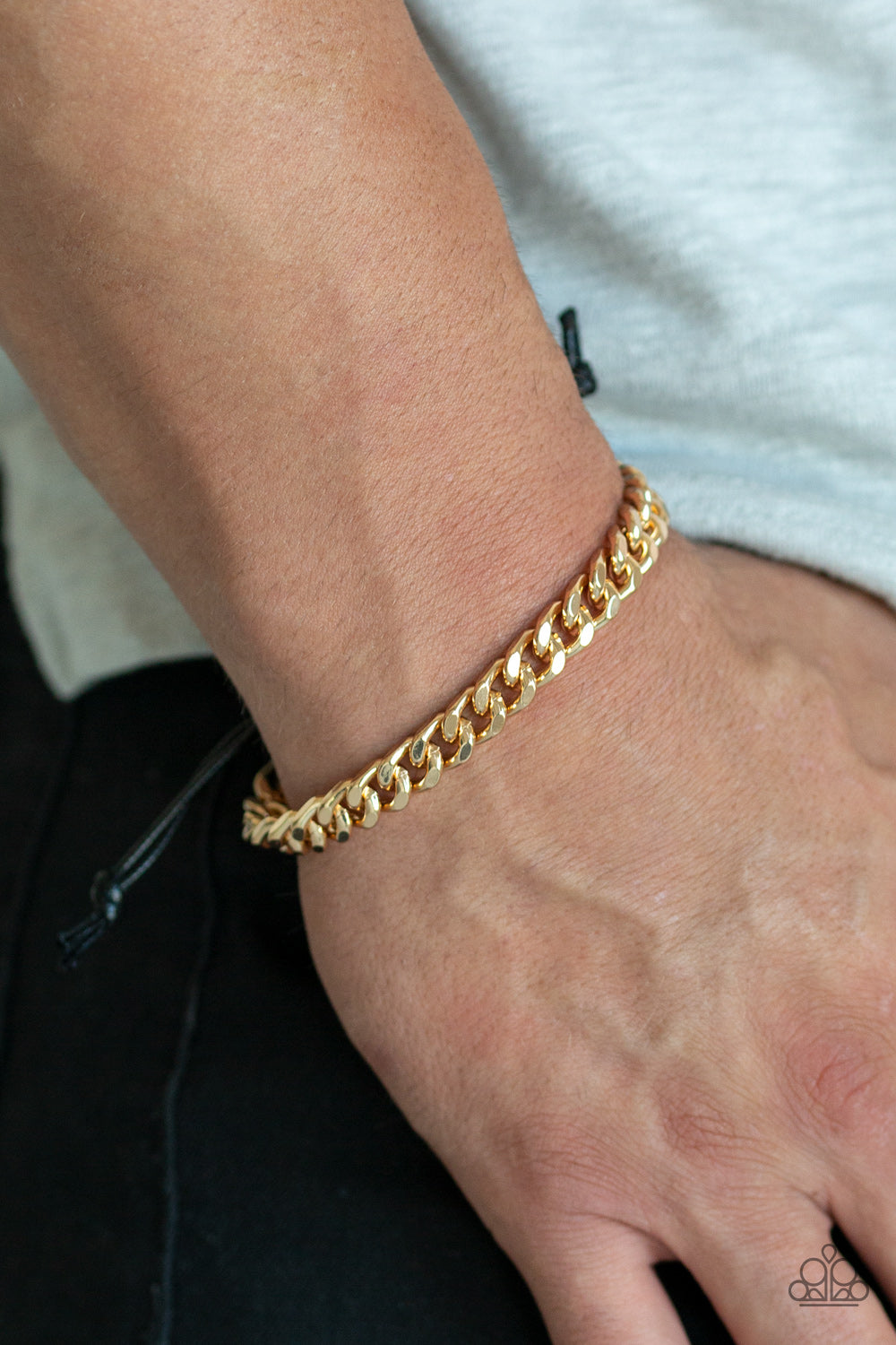 Throwdown - gold - Paparazzi mens bracelet