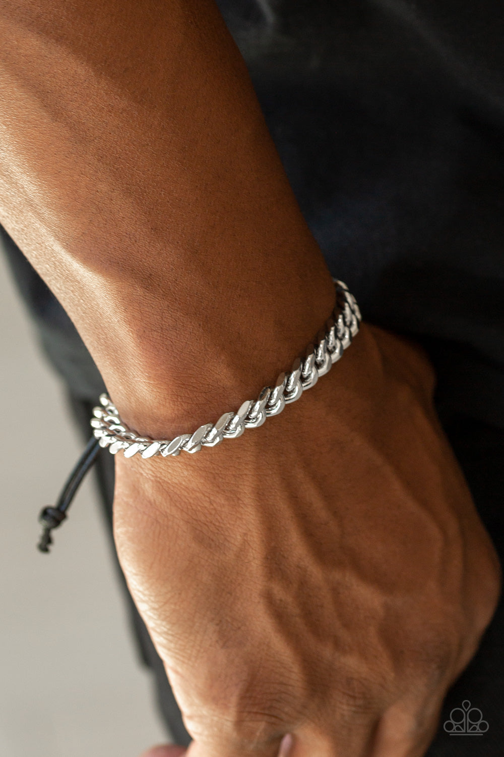 Throwdown - silver - Paparazzi mens bracelet