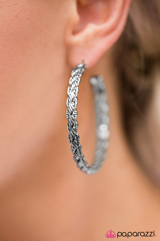 Thrown For A HOOP - Silver - Paparazzi earrings