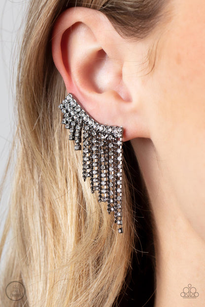 Thunderstruck Sparkle - black - Paparazzi earrings