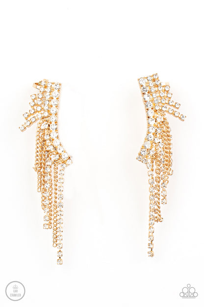 Thunderstruck Sparkle - gold - Paparazzi earrings