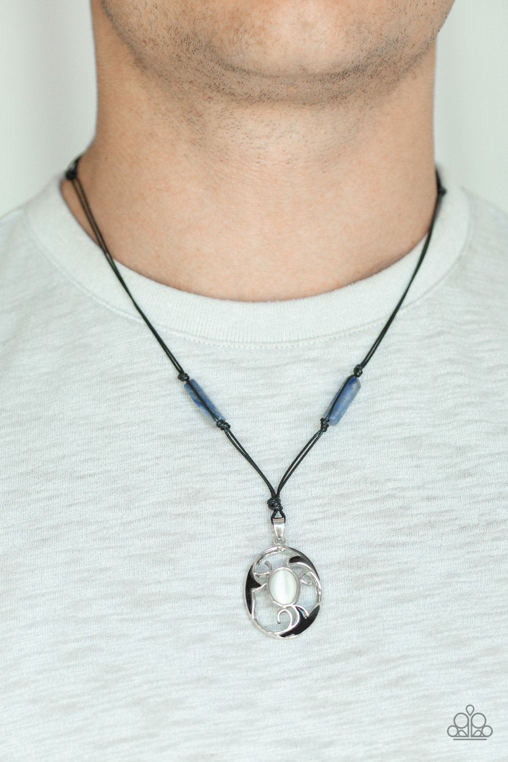 Tidal Talisman-blue-Paparazzi mens necklace