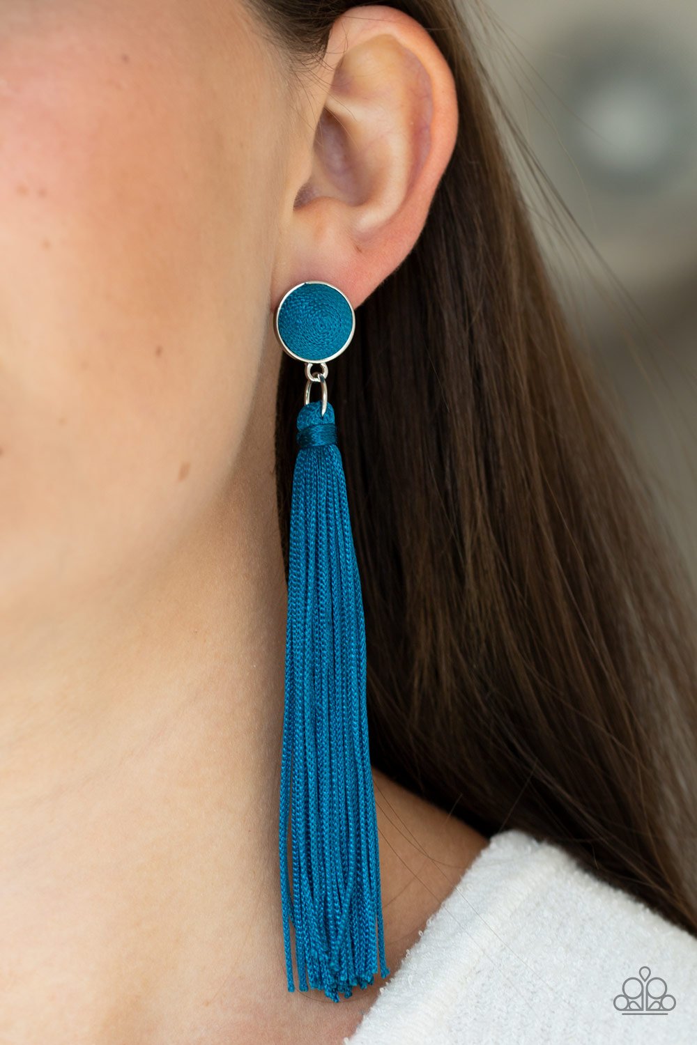 Tightrope Tassel-blue-Paparazzi earrings