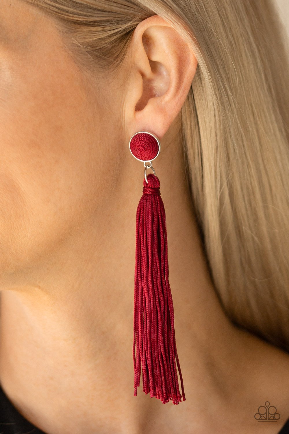 Tightrope Tassel-red-Paparazzi earrings