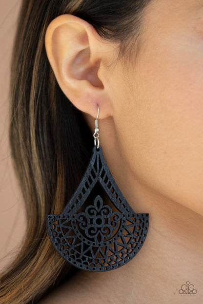 Tiki Sunrise-black-Paparazzi earrings