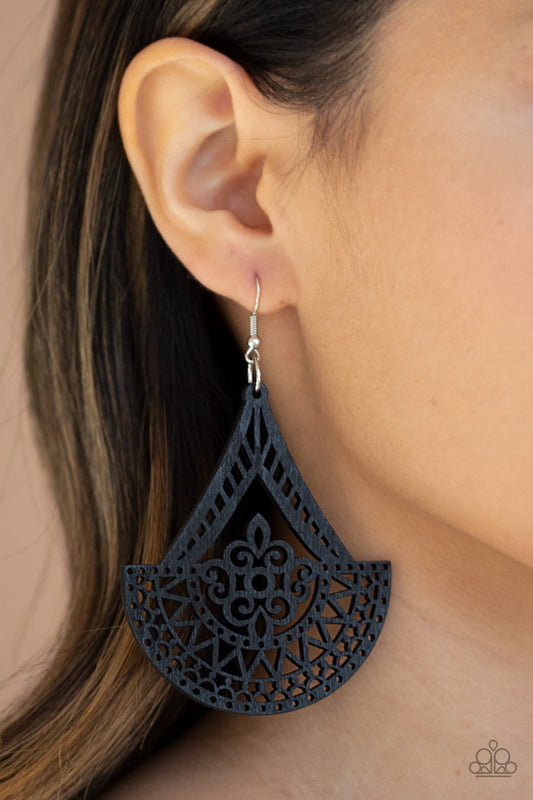 Tiki Sunrise-black-Paparazzi earrings
