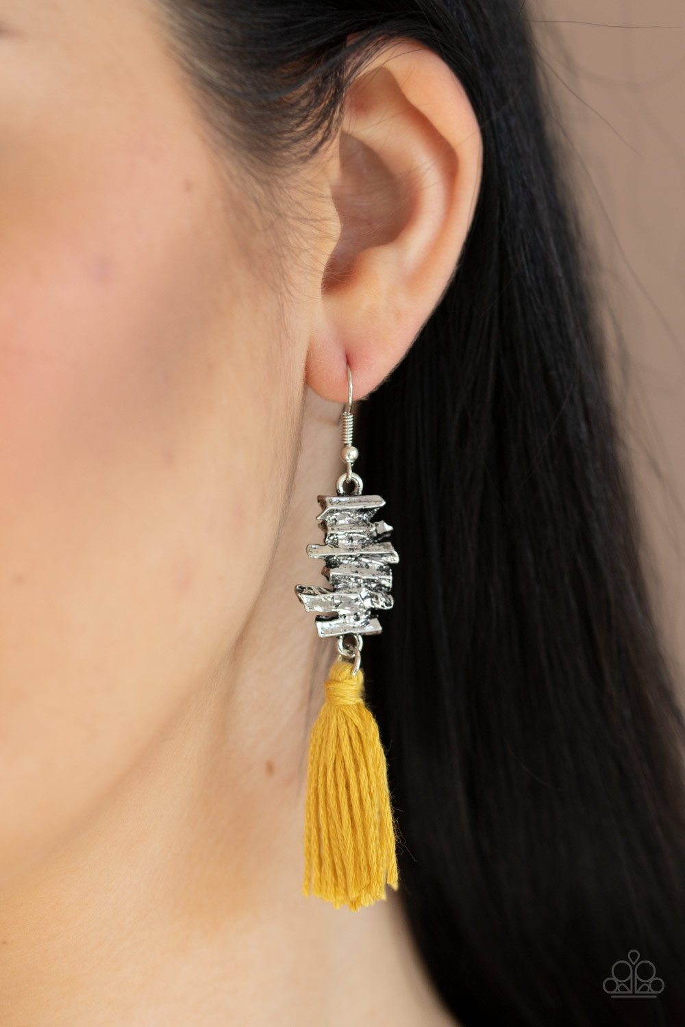 Tiki Tassel - yellow - Paparazzi earrings