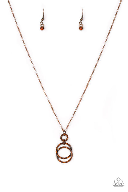 Timeless Trio - copper - Paparazzi necklace