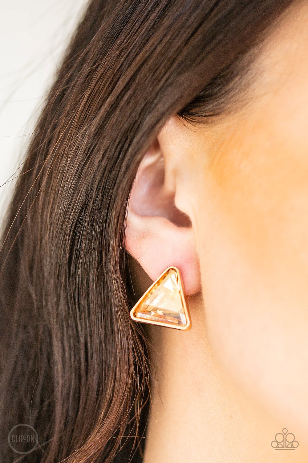 Timeless In Triangles-gold-Paparazzi earrings