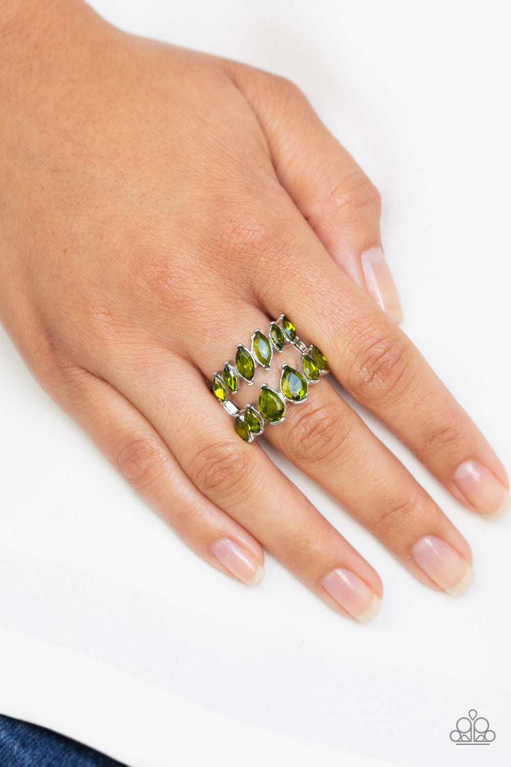 Timeless Tiers-green-Paparazzi ring