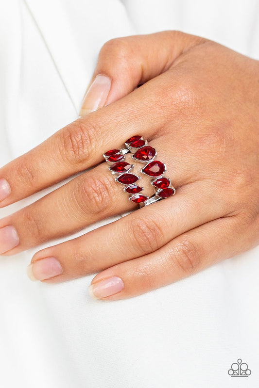 Timeless Tiers-red-Paparazzi ring