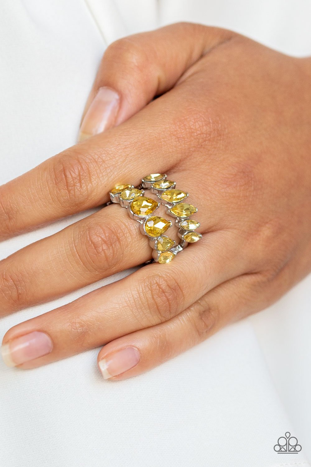 Timeless Tiers-yellow-Paparazzi ring