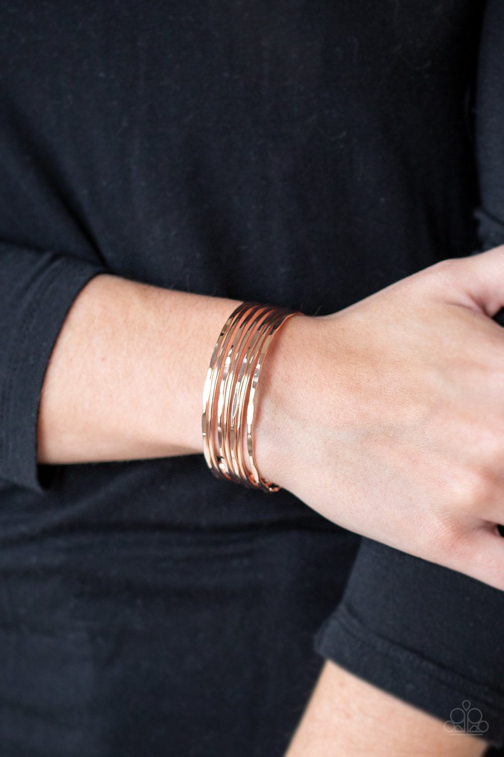Timelessly Textured-rose gold-Paparazzi bracelet