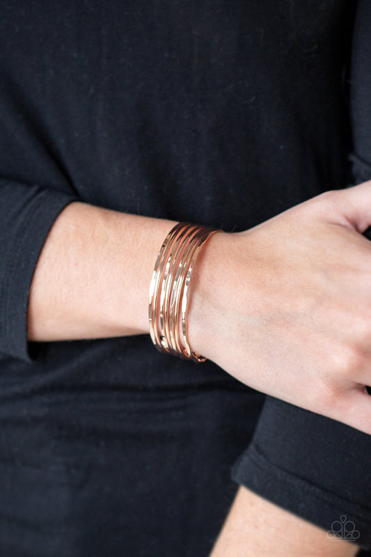 Timelessly Textured-rose gold-Paparazzi bracelet