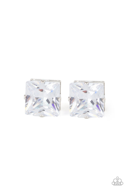 Times Square Timeless - white - Paparazzi earrings