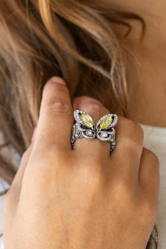 Too Much of a Good WING - yellow - Paparazzi ring