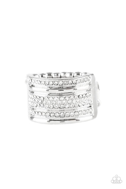 Top Dollar Drama - white - Paparazzi ring