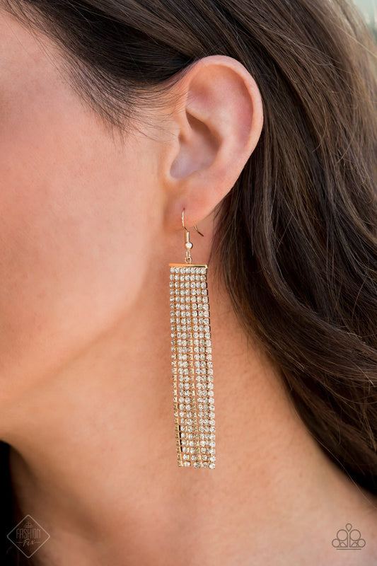 Top Down Shimmer-gold-Paparazzi earrings
