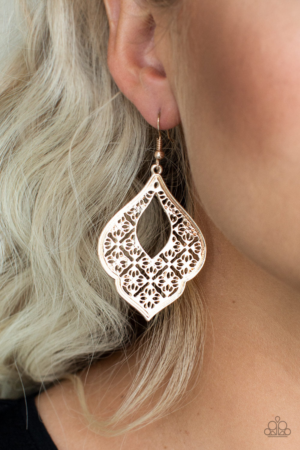 Totally Taj Mahal - rose gold - Paparazzi earrings