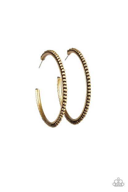 Totally on Trend - brass - Paparazzi earrings