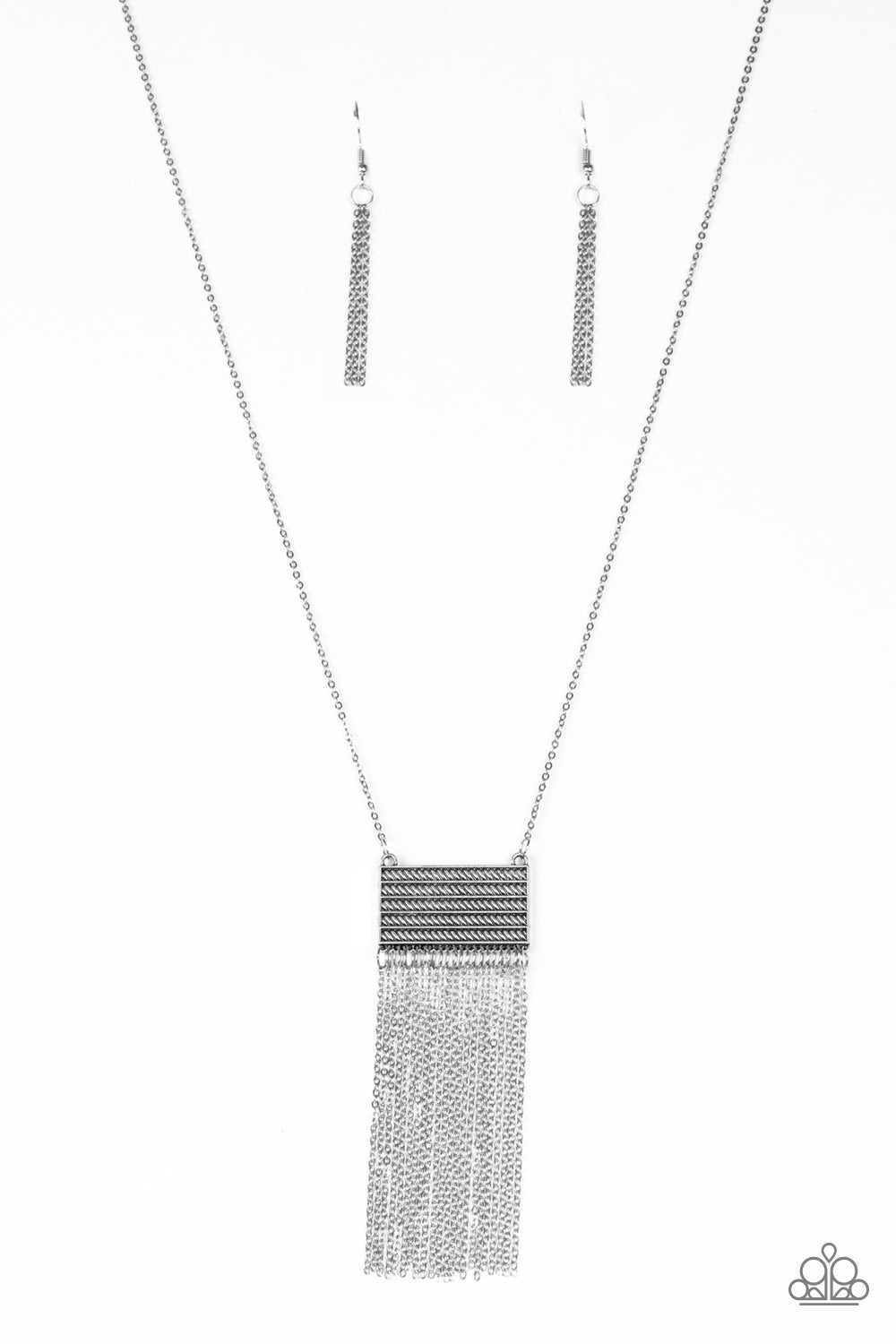 Totally Tassel - silver - Paparazzi necklace