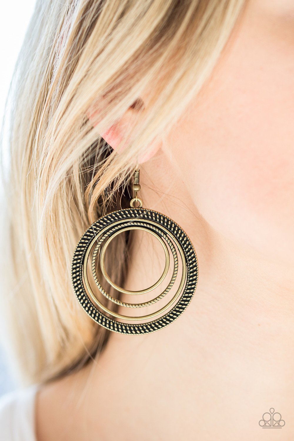 Totally Textured-brass-Paparazzi earrings