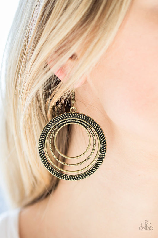 Totally Textured-brass-Paparazzi earrings