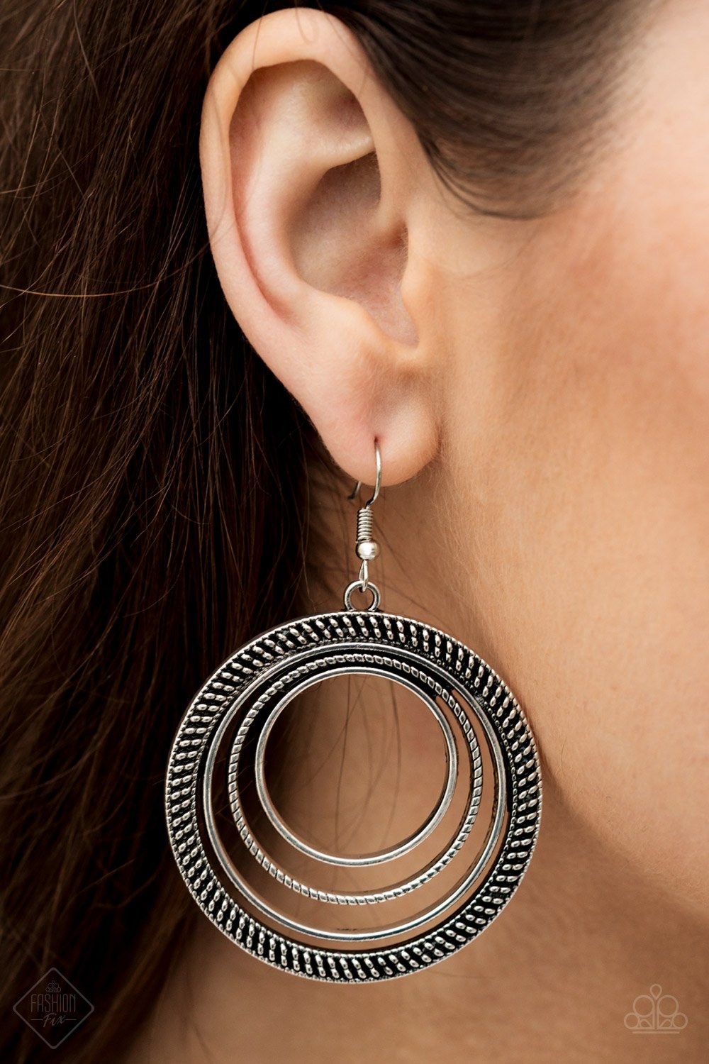 Totally Textured - silver - Paparazzi earrings