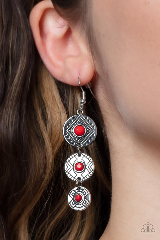 Totem Temptress - red - Paparazzi earrings