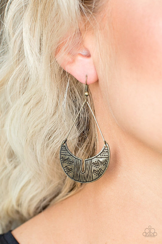 Trading Post Trending - brass - Paparazzi earrings