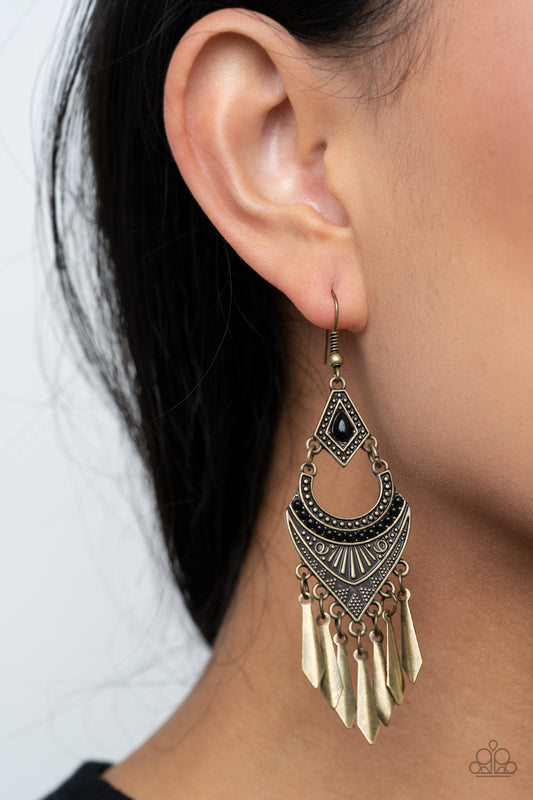 Trailblazer Beam - brass - Paparazzi earrings