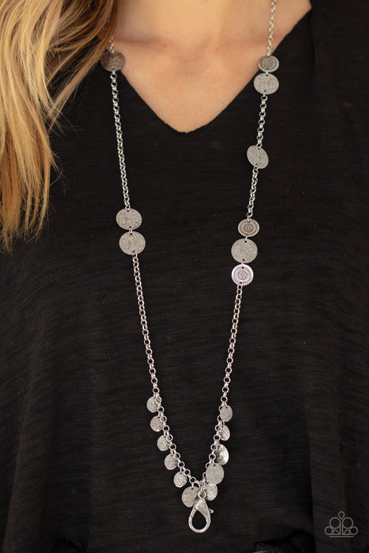 Trailblazing Trinket - silver - Paparazzi LANYARD necklace