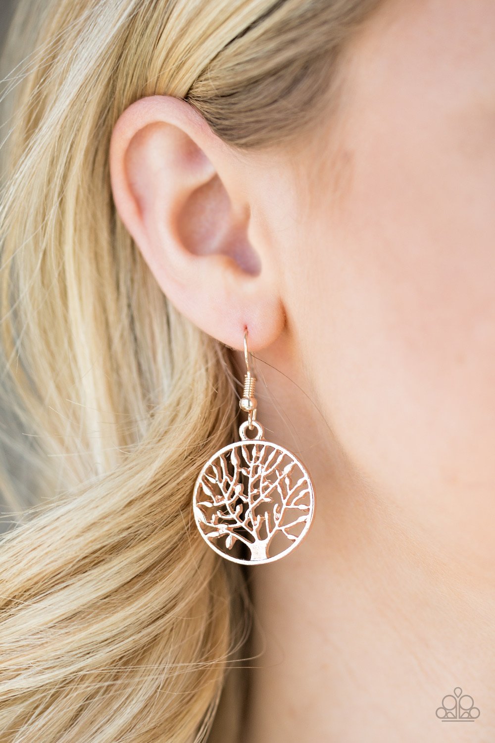 Tree Ring Circus - rose gold - Paparazzi earrings