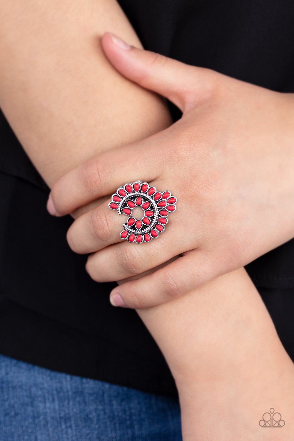 Trendy Talisman-red-Paparazzi ring