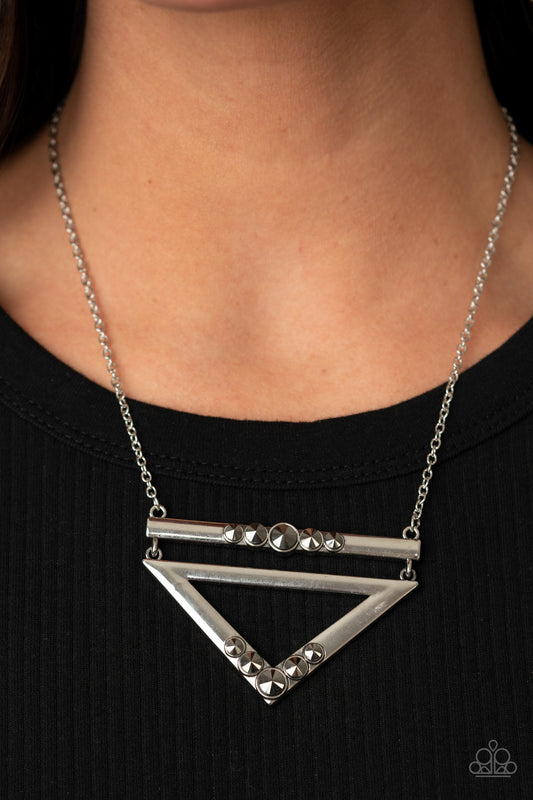 Triangulated Twinkle - silver - Paparazzi necklace